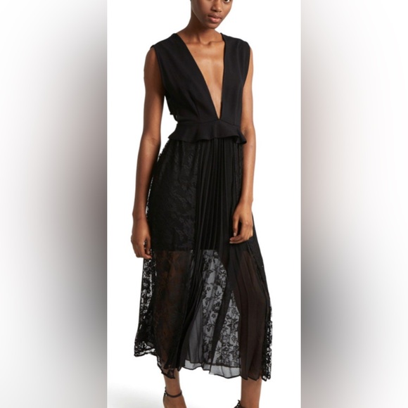 French Connection Dresses & Skirts - French Connection Angelina Pleated Lace Midi Dress 6 NWT